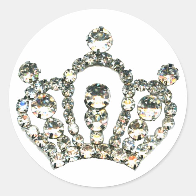 Glitzern eines Tiara Runder Aufkleber (Vorderseite)