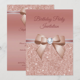 Glitzern & Glamour, Rose Gold Geburtstagsparty Einladung