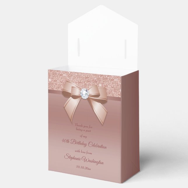 Glitzern & Glamour, Rose Gold Geburtstagsparty Geschenkschachtel (Geöffnet)