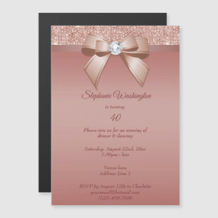 Glitzern & Glamour, Rose Gold Geburtstagsparty Magneteinladung