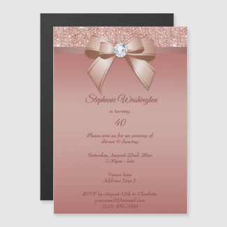 Glitzern & Glamour, Rose Gold Geburtstagsparty Magneteinladung