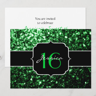 Glitzern Glitzer "Grüne " Sweet 16 Einladung