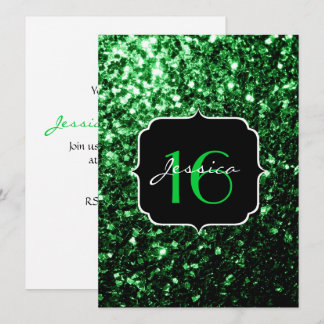 Glitzern Glitzer "Grüne " Sweet 16 Einladung