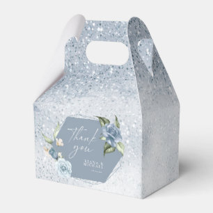 Glitzern Hochzeit bedanken sich bei Dusty Blue ID8 Geschenkschachtel