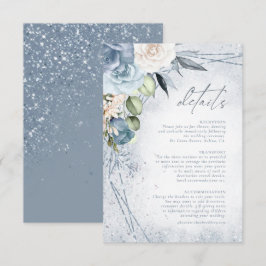 Glitzern Hochzeit Details Dusty Blue ID889 Begleitkarte