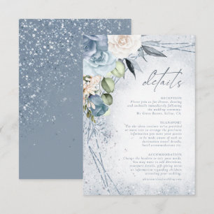 Glitzern Hochzeit Details Dusty Blue ID889 Begleitkarte
