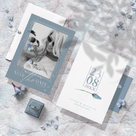 Glitzern Hochzeit Dusty Blue V2 ID889 Save The Date