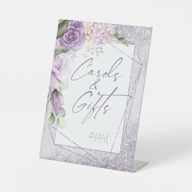 Glitzern Hochzeit von Floral Mauve ID889 Sockelschild (Vorderseite)