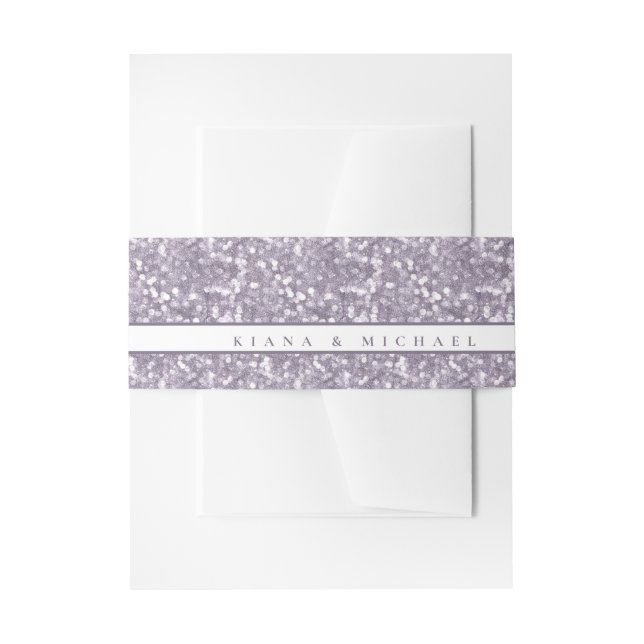 Glitzern Hochzeitsnamen Mauve ID889 Einladungsbanderole (Vorderseite Beispiel)