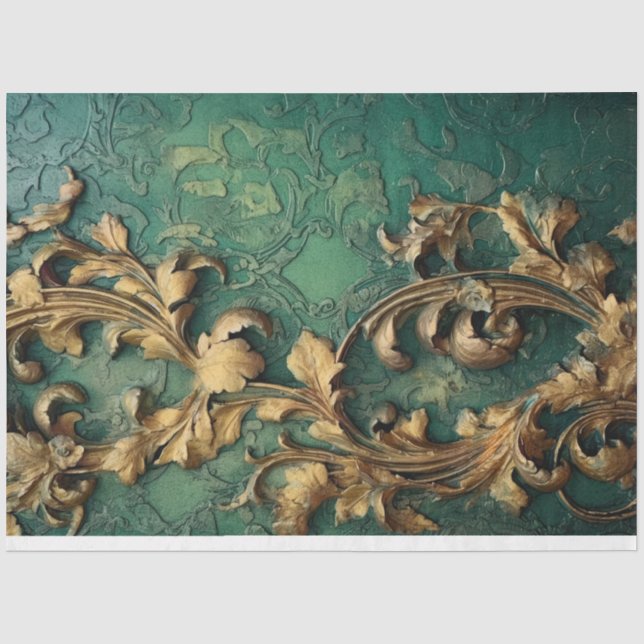 Glitzern mit barocken Goldverzierungen Seidenpapier (Vorderseite)