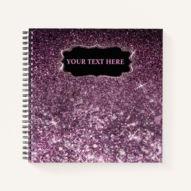 Glitzern mit dunklem lila Glitzer Notizbuch (Vorderseite)