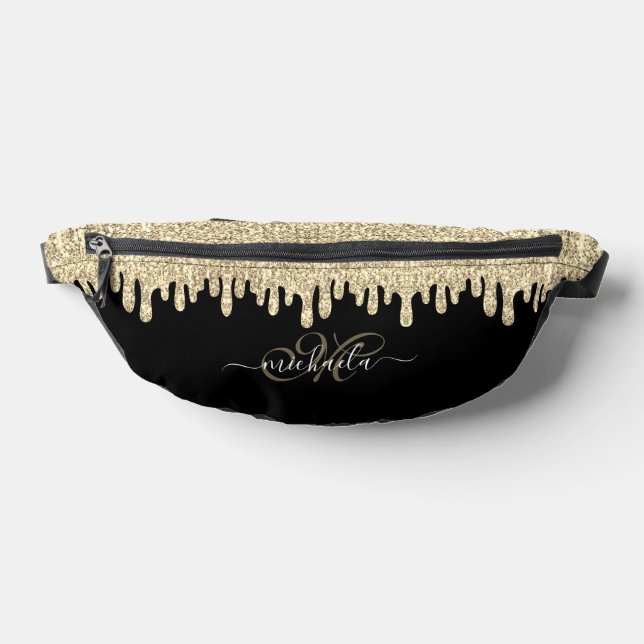 Glitzern mit goldfarbenem, schwarzem, elegantem Mo Bauchtasche (Ablage )