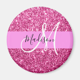 Glitzern Monogram für Girl und Glam Hot Pink Glitz Magnet
