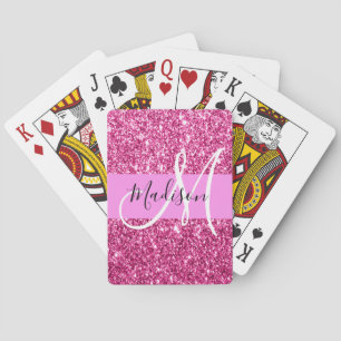 Glitzern Monogram für Girl und Glam Hot Pink Glitz Spielkarten