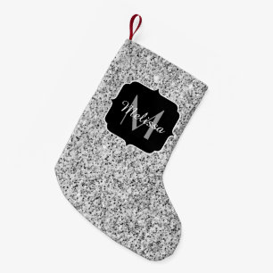 Glitzern Monogram für silbergraue helle Glitzer Kleiner Weihnachtsstrumpf