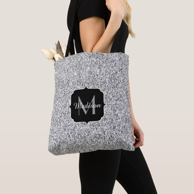 Glitzern Monogram für silbergraue helle Glitzer Tasche (Von Nahem)