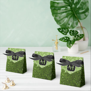 Glitzern Monogram, hellgrüner Glitzer Geschenkschachtel