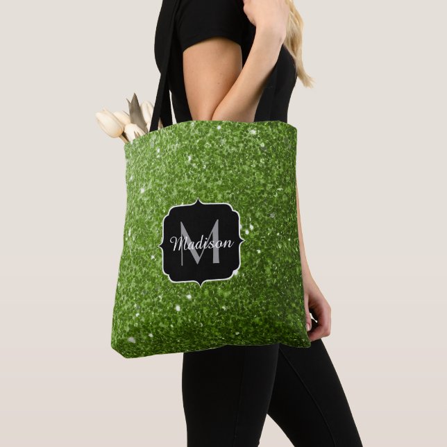 Glitzern Monogram, hellgrüner Glitzer Tasche (Von Nahem)