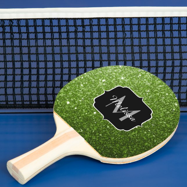 Glitzern Monogram, hellgrüner Glitzer Tischtennis Schläger (InSitu)