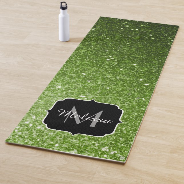 Glitzern Monogram, hellgrüner Glitzer Yogamatte (Beispiel)