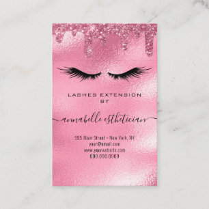 Glitzern Pink Eyelash Extension Client Record Visitenkarte