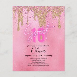 Glitzern Sweet16 Hübsch Girly Pink 16. Geburtstag Flyer
