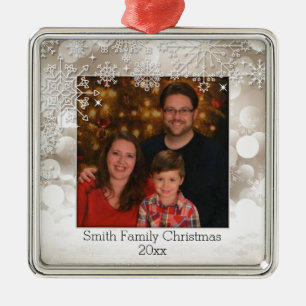 Glitzern und Schneeflocke-Foto-Verzierung Ornament Aus Metall