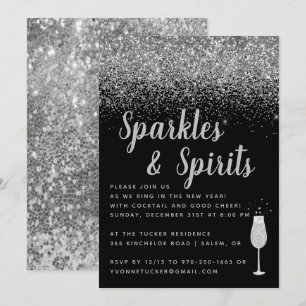 Glitzern und Spirituosen Silvester Party Einladung
