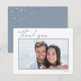 Glitzern Wedding Vielen Dank Dusty Blue ID889 Dankeskarte