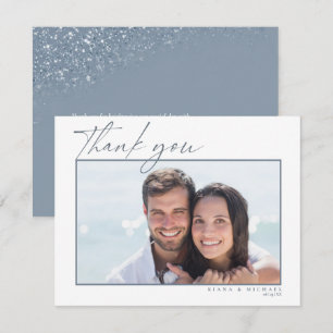 Glitzern Wedding Vielen Dank Dusty Blue ID889 Dankeskarte