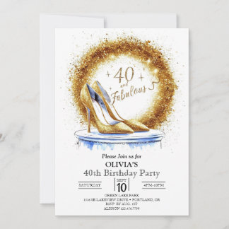 Glitzern Women Digital Gold 40. Geburtstag Einladung
