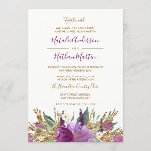 Glitzernde Amethyst Hochzeits-Einladung Einladung