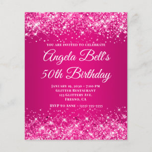 Glitzernde Hot Pink Himbeer Ombre Fancy Monogramm Flyer