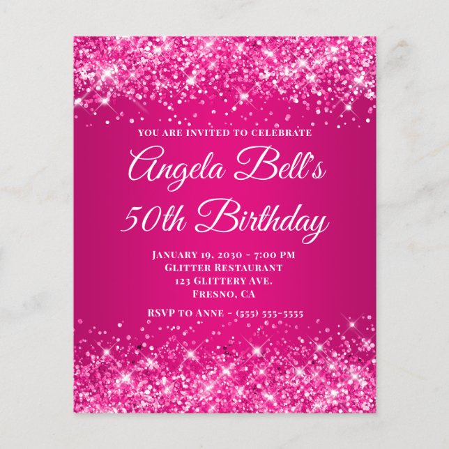 Glitzernde Hot Pink Himbeer Ombre Fancy Monogramm Flyer (Vorne)
