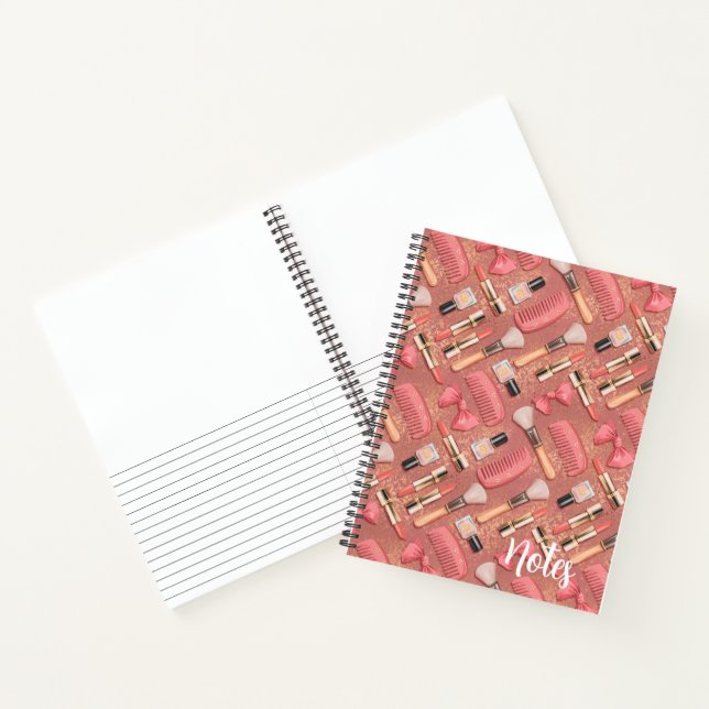 Glitzernde Kosmetikmuster Rosa Notizbuch (Innenseite)