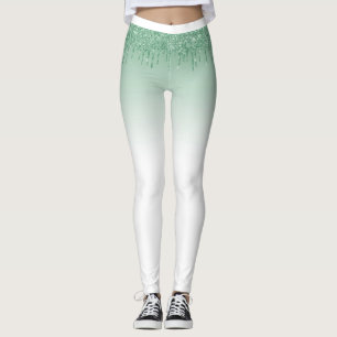 Glitzernde Lack-Tropfen-Mintgrün Glamour-Ästhetik Leggings
