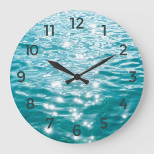 Glitzernde Ozeanwasser-Welligkeit-Textur Große Wanduhr