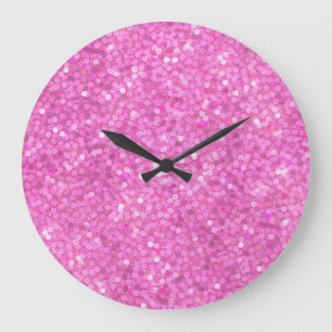Glitzernde rosa Pailletten Große Wanduhr