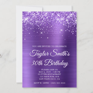Glitzernder Amethyst Purpur 30. Geburtstag Einladung
