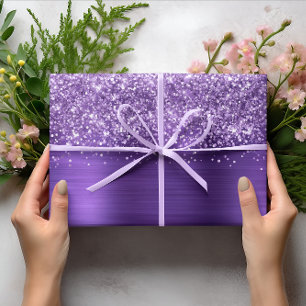 Glitzernder Amethyst Purpur Faux Folie Geschenkpapier Set