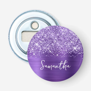 Glitzernder Amethyst Purpur Glam Name Flaschenöffner