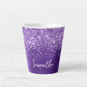 Glitzernder Amethyst Purpur Glam Schrift Name Milchtasse