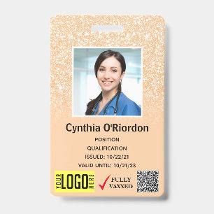 Glitzernder Blush-Techniker-Fotoausweis QR-Barcode Ausweis