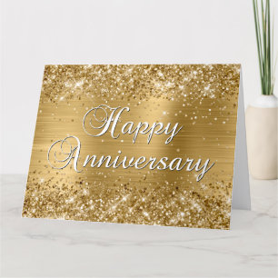 Glitzernder Gold Glam Frohes Jubiläum Karte