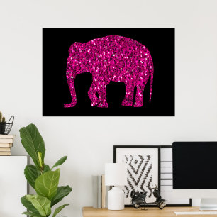 Glitzernder heißrosa Elefant mit falschen Glitzer  Poster