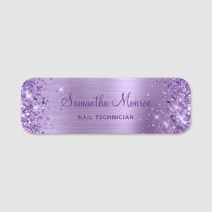 Glitzernder Helllila Metallic-Look-Salon Namensschild