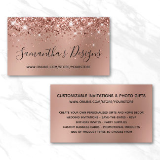 Glitzernder Rose Gold Unschärfe Online-Shop Visitenkarte
