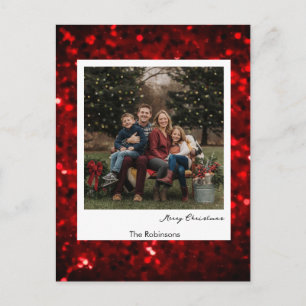 Glitzernder roter Hintergrund Polaroid-Foto Weihna Postkarte