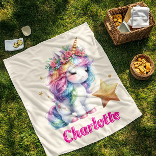 Glitzerndes Einhorn magische Sterncreme Fleecedecke