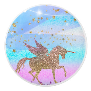 Glitzerndes Fliegendes Einhorn Magisches Funkeln F Keramikknauf